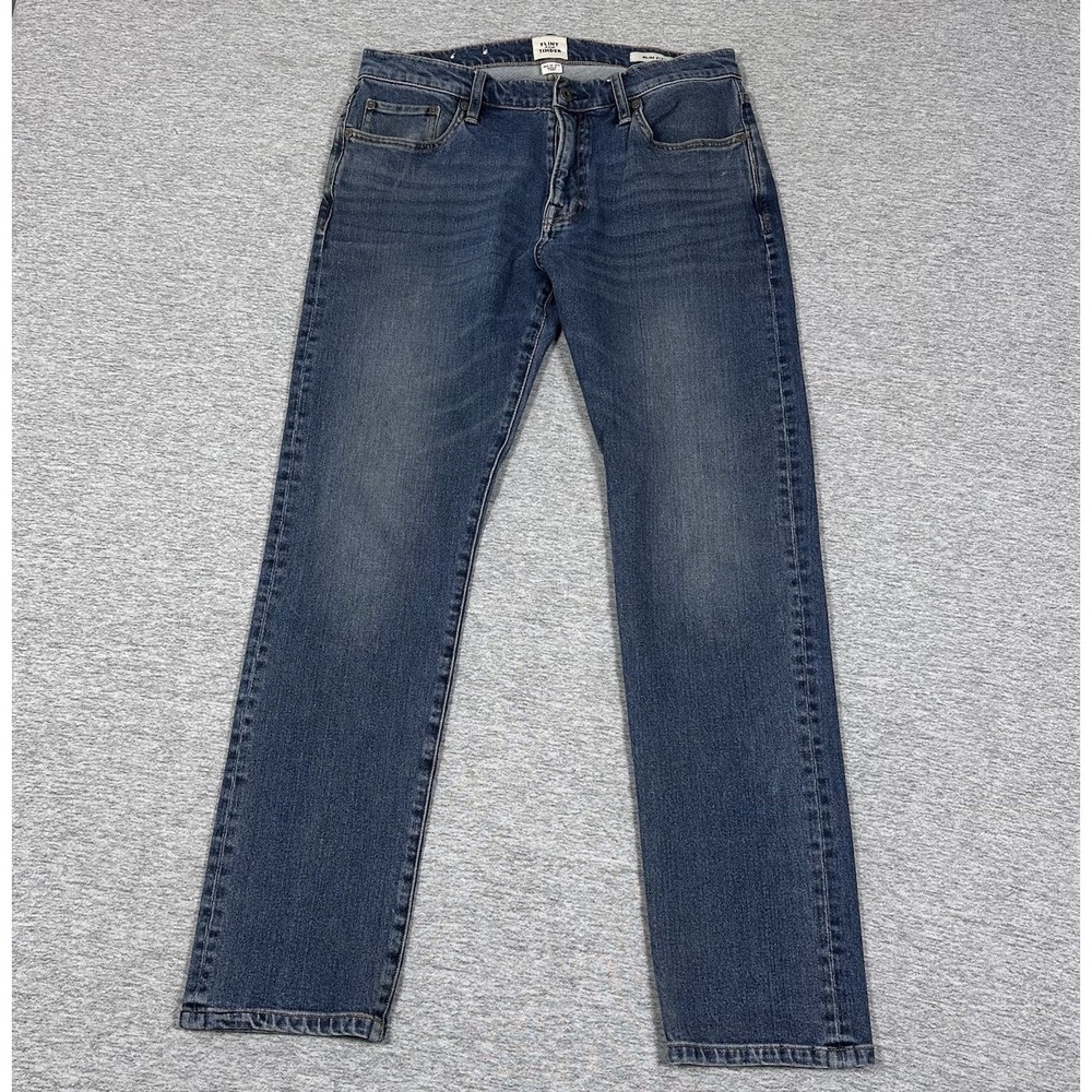 Flint and Tinder Jeans Mens Size 32x32 Blue Denim Slim Fit Stretch 5-Pocket